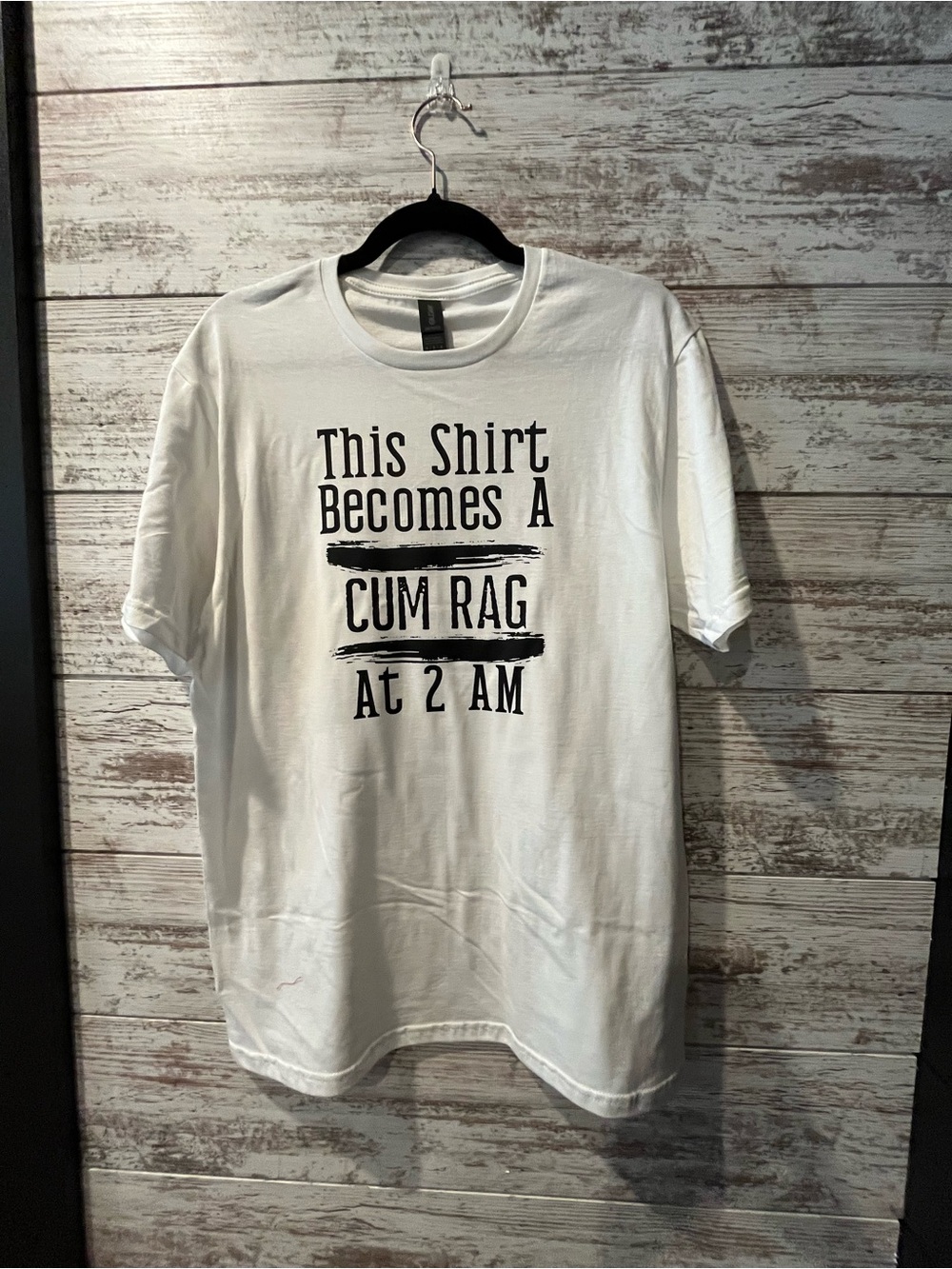 Gildan White Short-Sleeve Graphic Crewneck Tee with Black Text
